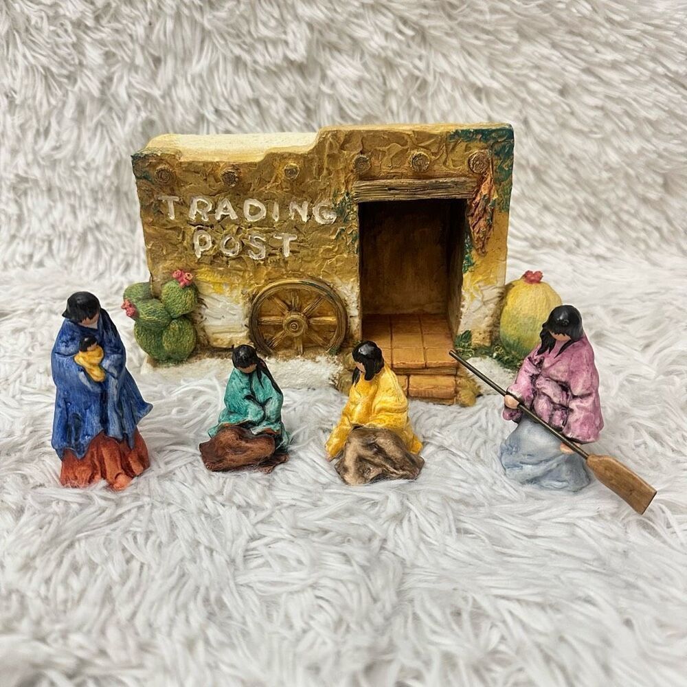 De Grazia x  Goebel Trading‎ Post With 4 Piece Village Figurines Vintage RARE